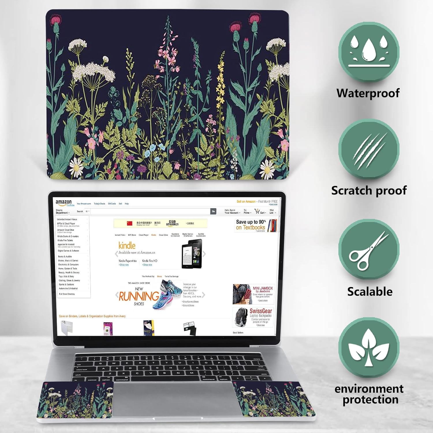 AIMSA Laptop Skin Sticker Decal, 12 13 13.3 14 15 15.4 15.6 inch Laptop Art Decal Protector Notebook Netbook PC 15.6" Universal Vinyl Cover, Flowers Plants - Image 5