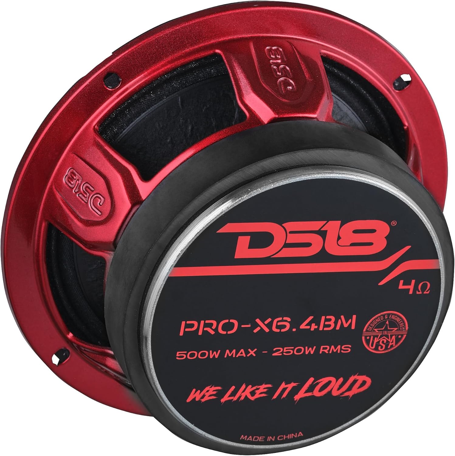 DS18 PRO-X6.4BM Loudspeaker - Pair of 6.5", Midrange, Red Aluminum Bullet, 500W Max, 250W RMS, 4 Ohms - Premium Quality Audio Door Speakers for Car or Truck Stereo Sound System (2 Speaker) - Image 9