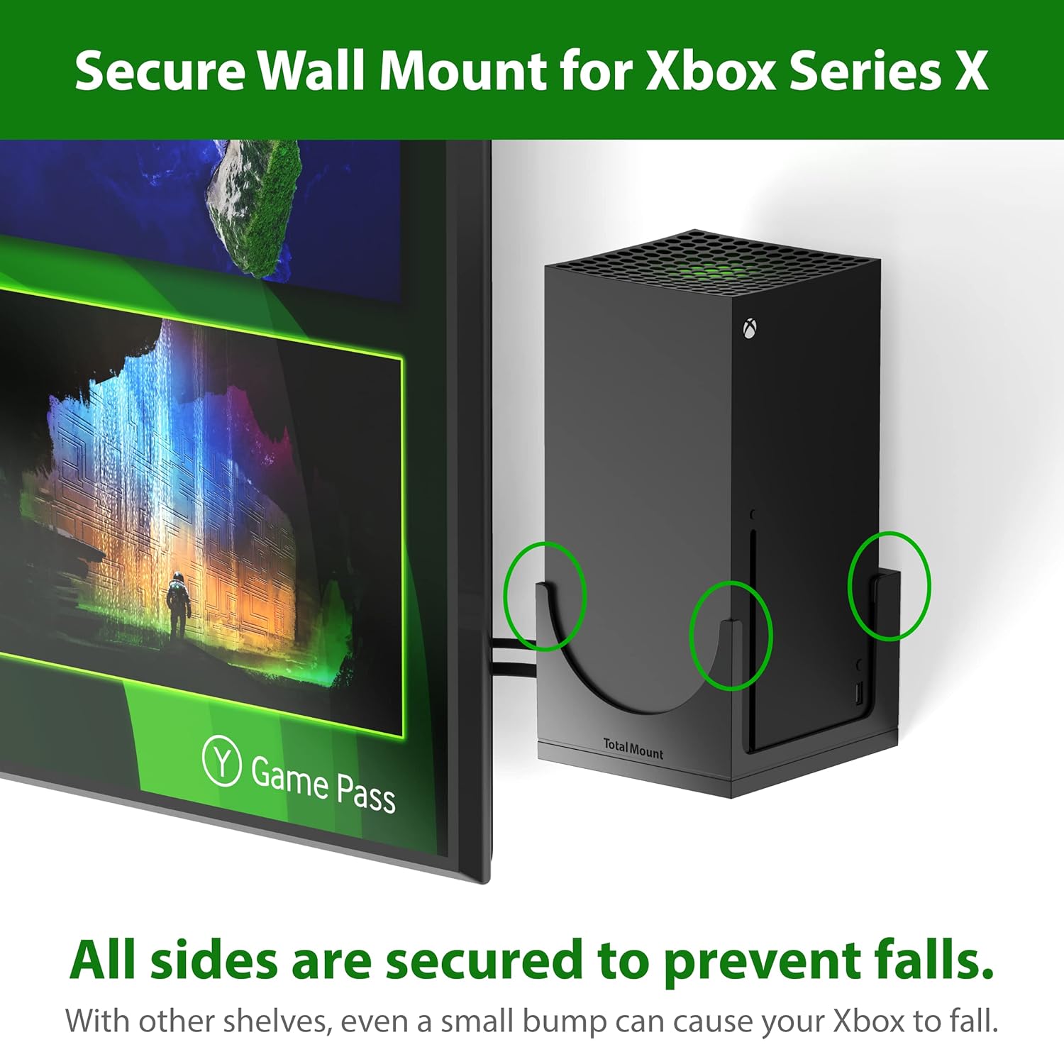 TotalMount – Wall Mount for Xbox Series X – Prevents Your Xbox from Falling by Securing Each Side (Standard Bundle: Wall Mount) - Image 2