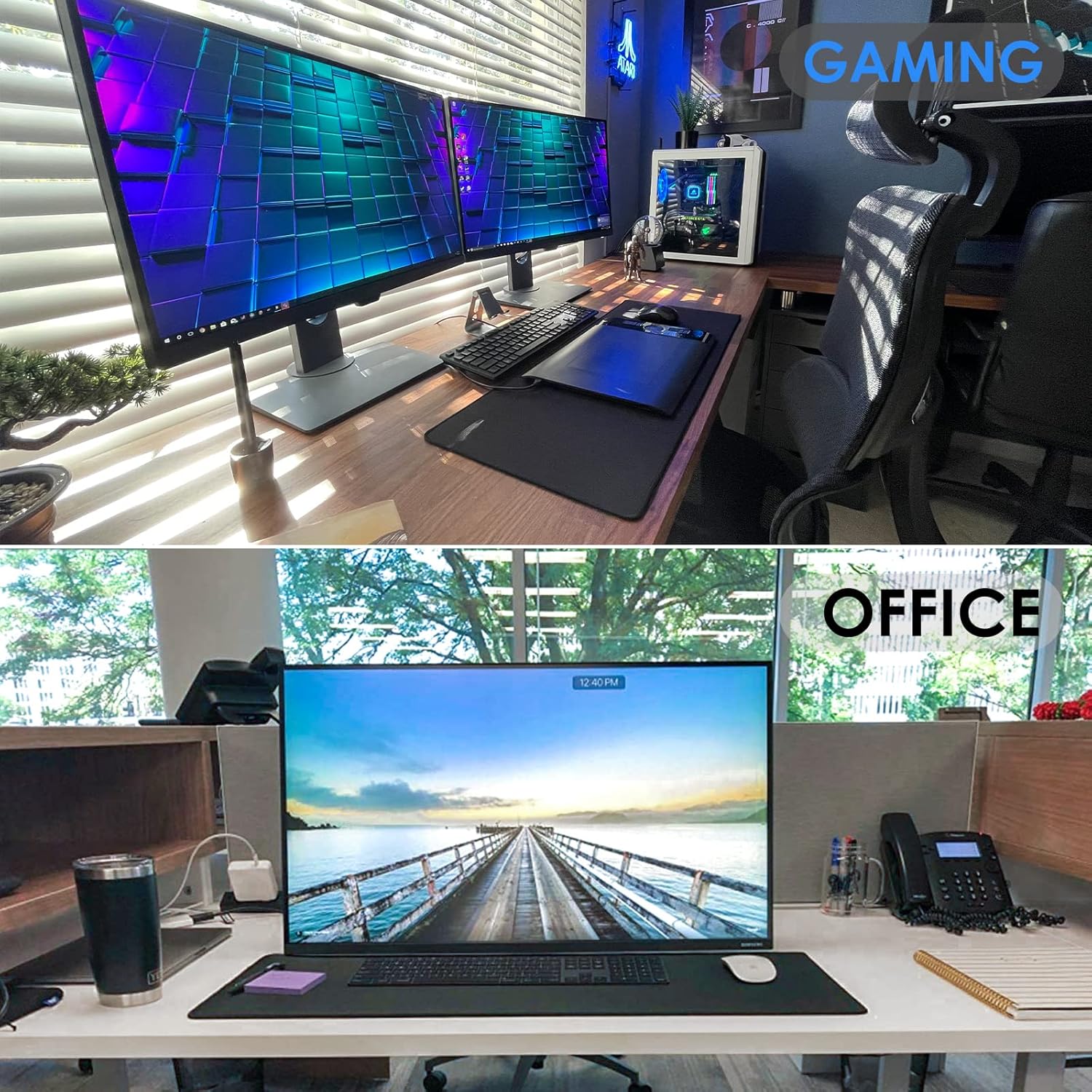 KTRIO Large Gaming Mouse Pad Desk Mat, Superior Micro-Weave Cloth for Precise Mouse Control, Non-Slip Rubber Base, Stitched Edges, Water-Resistant, for Gamer, Office & Home, 31.5" x 11.8" inches - Image 7