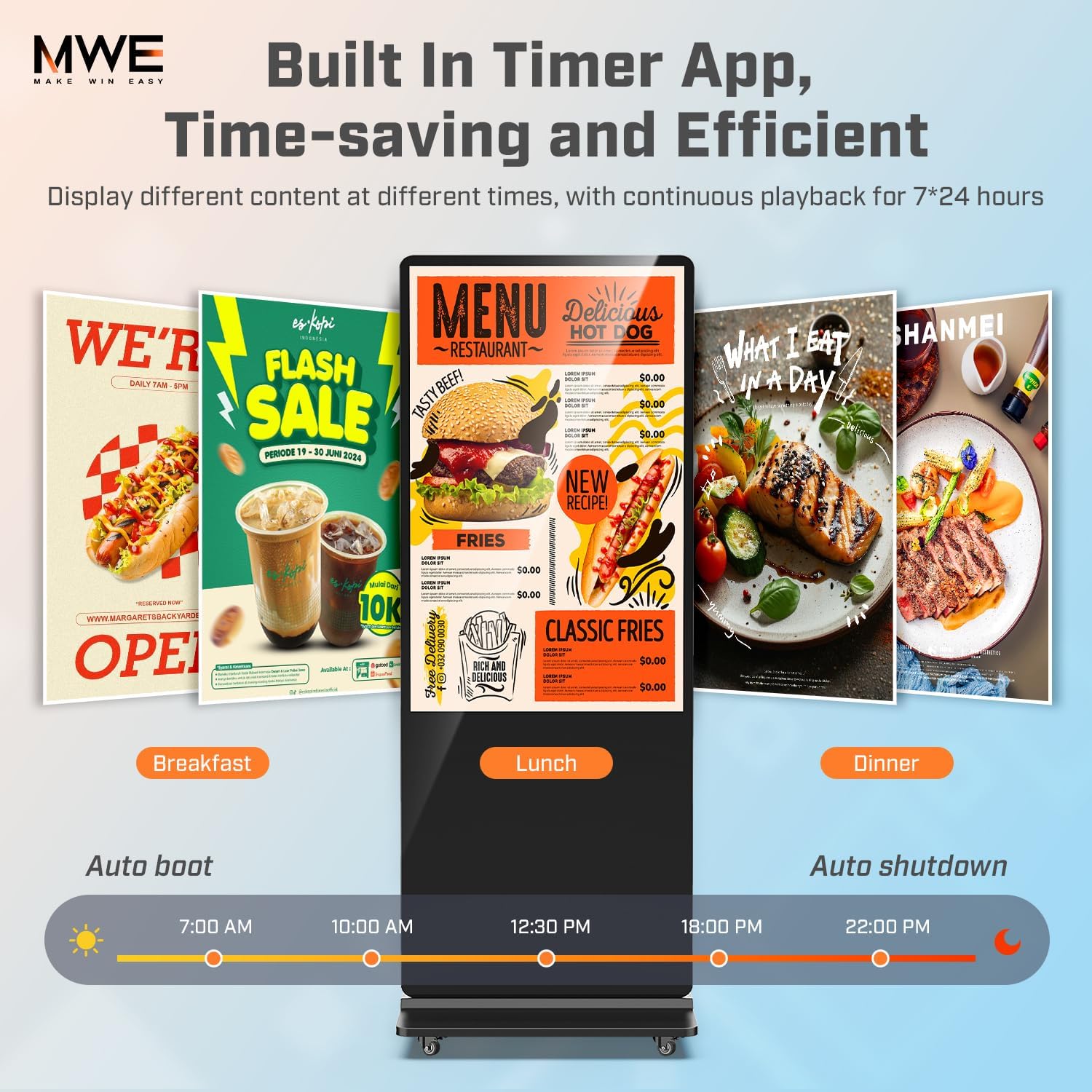 MWE 43 Inch Indoor Digital Signage Touchscreen Kiosk Floor Standing Advertising Display LCD Totem Interactive Display Poster Android System with Auto Media Player - Image 6