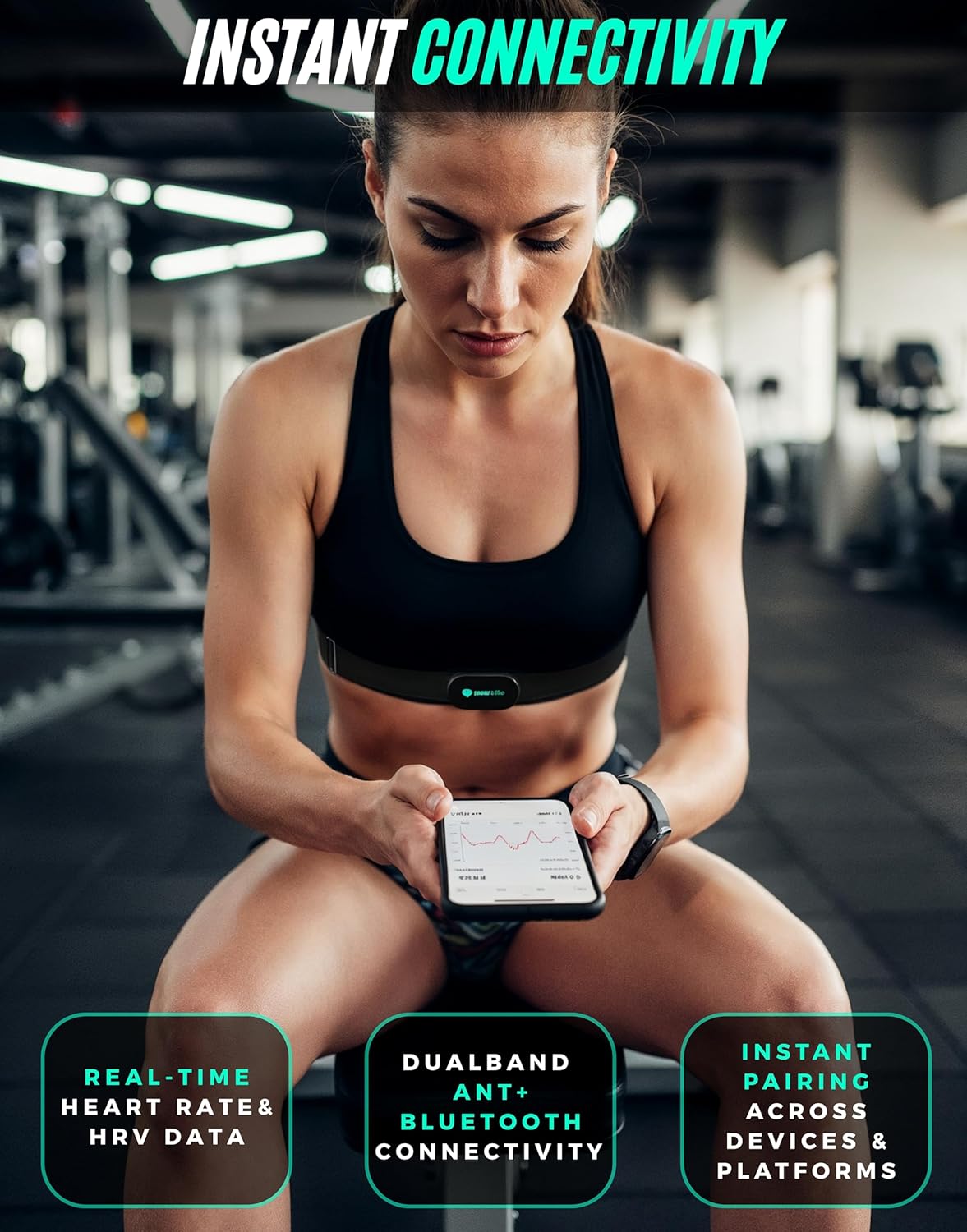 Powr Labs Bluetooth and ANT+ Heart Rate Monitor Chest Strap - All Day Comfort, Easy Connectivity - Compatible with Polar, Garmin, Peloton, Wahoo - Image 2