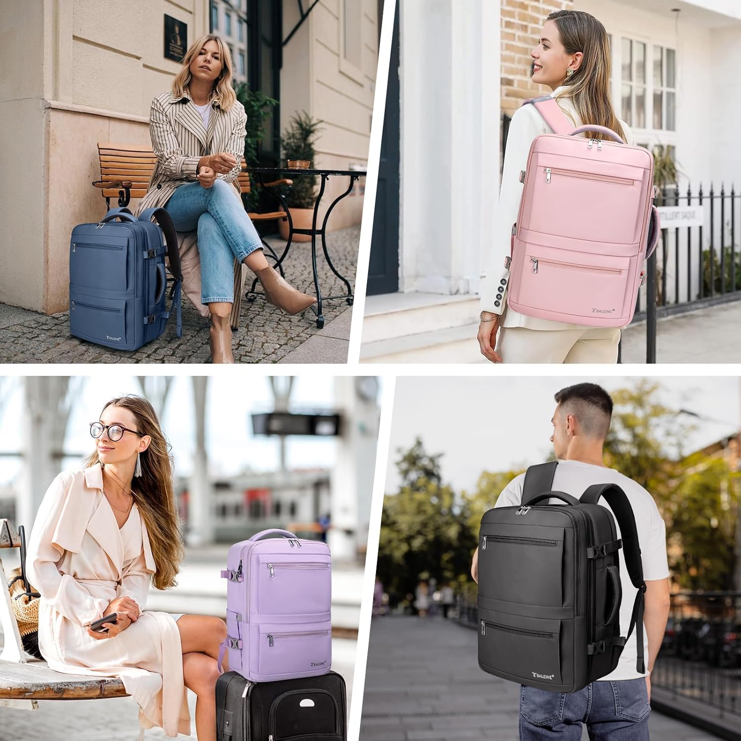 BALEINE Travel Backpack for Women Men, Large Sturdy Carry On Laptop Backpack Gifts for Business, Casual, Weekender, Hiking (Large, Black) - Image 7