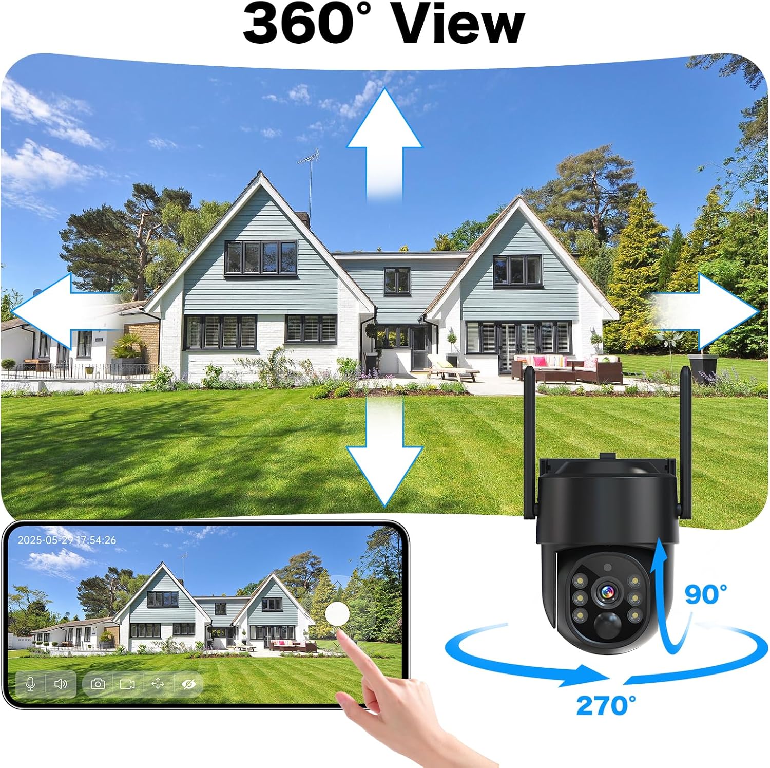 Solar Security Cameras Wireless Outdoor, 5G/2.4G Solar WiFi Cameras for Home Security, Solar Powered Outside Camera Wireless,Human Detection, Color Night Vision, 2-Way Talk (black02) - Image 5