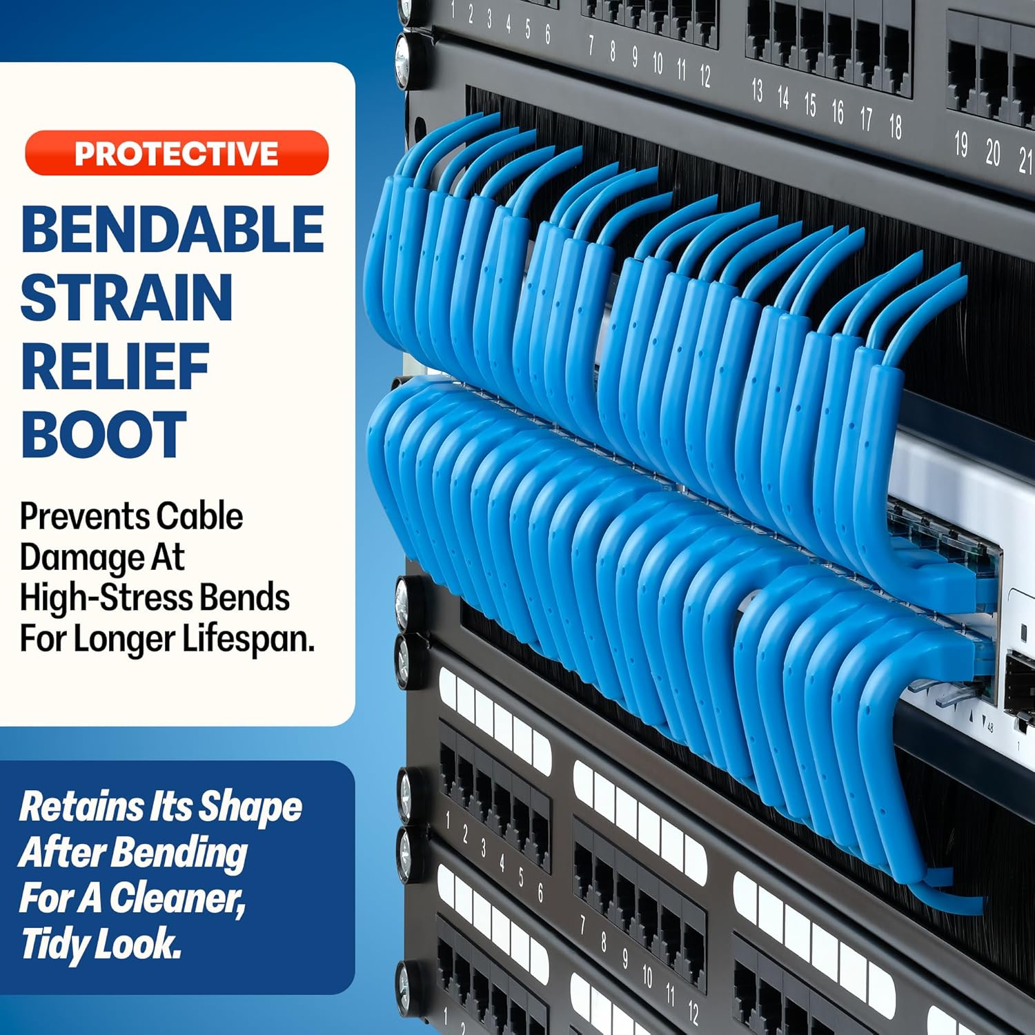 Everest Ultra Slim Cat6a Ethernet Patch Cables 0.5ft (10-Pack) Blue - 6 Inch 10GB Cat 6a Patch Cable - Bendable, Flexible & Thin Ethernet Cable - 32AWG 550MHZ Cat6a Cables - 100% Copper Wires - Image 3
