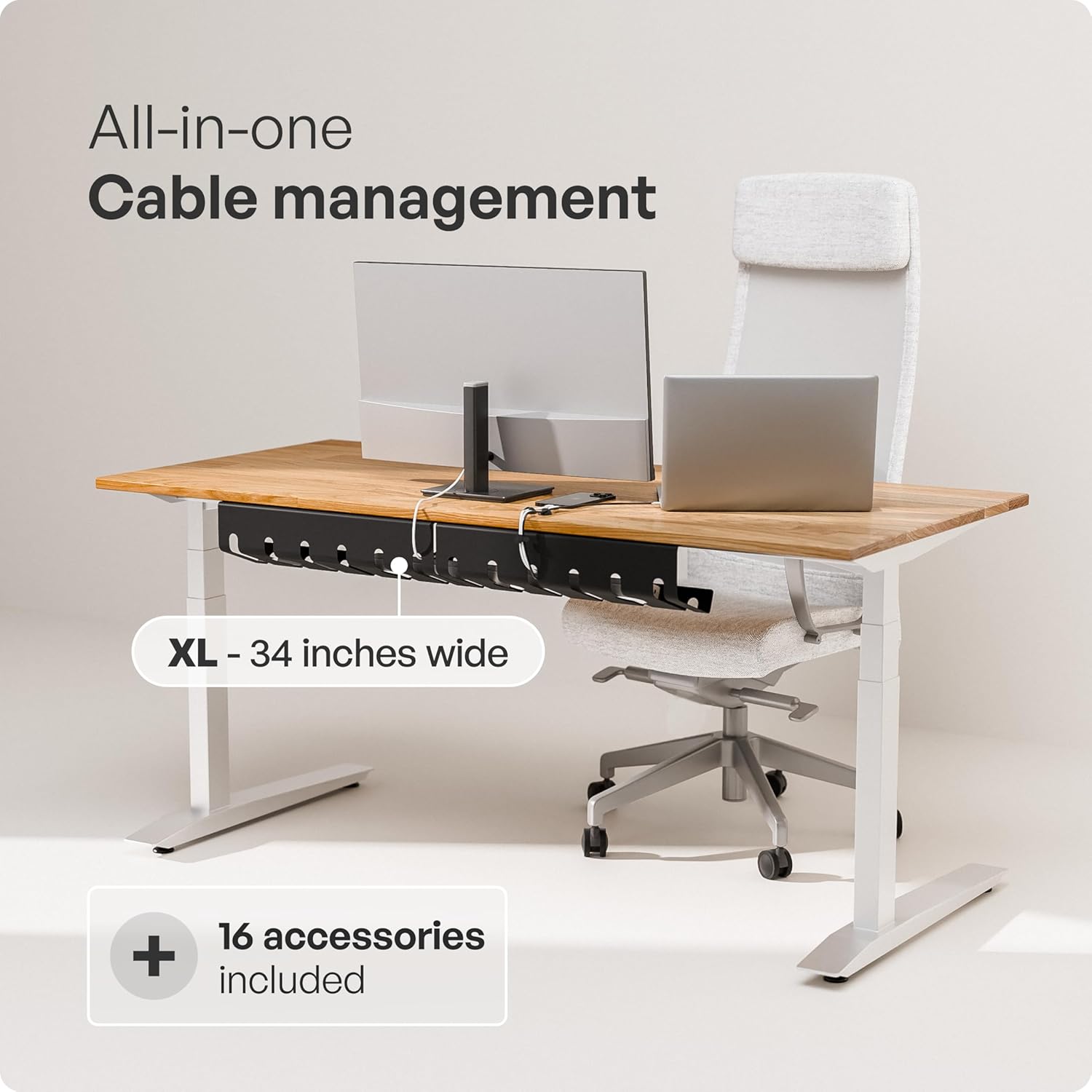 PAMO Cable Management Under Desk for Easy mounting Under-Table I Set of 2 - with 10X Cable Ties I Desk Organizer for Office/Home Office Table Thoughtful Cable Tray Holder - Image 2