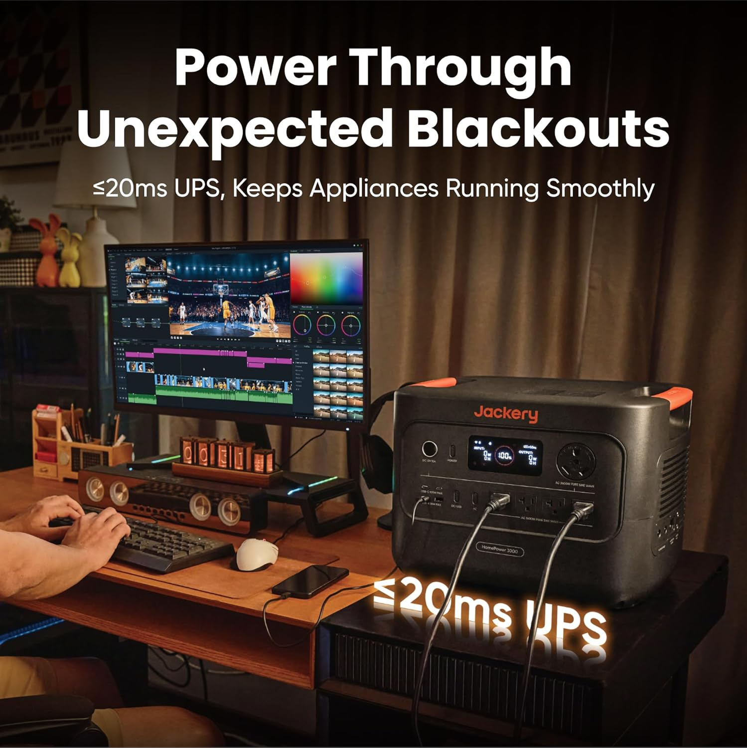 Jackery HomePower 3000 Portable Station with 2X 200W Panels, 3600W (7200W Surge), 3072Wh LFP Battery, USB-A/C, Home Backup, RV & Emergencies, Grey - Image 4