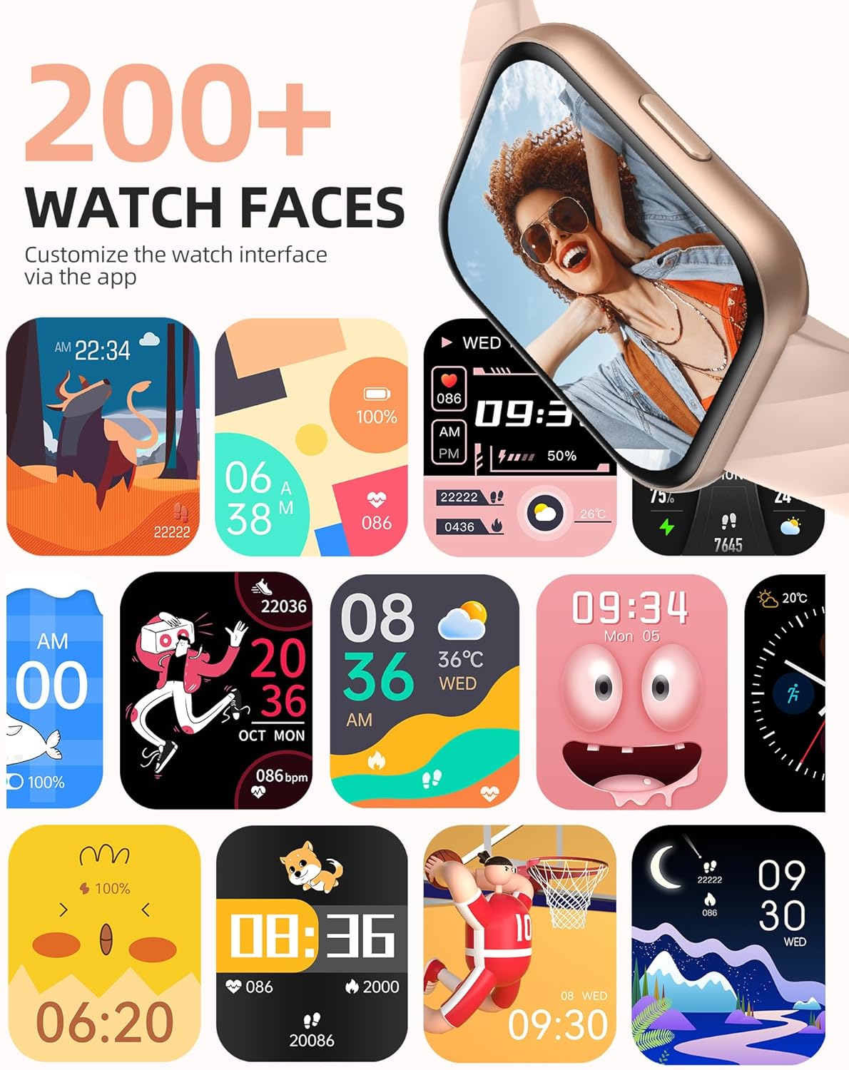 Parsonver Smart Watch, 5ATM Waterproof Swimming Watch, Fitness Activity Tracker with 110+ Sports Modes, Heart Rate/Sleep/SpO2/Calories Monitor, Pedometer, Fitness Watch for Android & iPhone, Rose Gold - Image 6