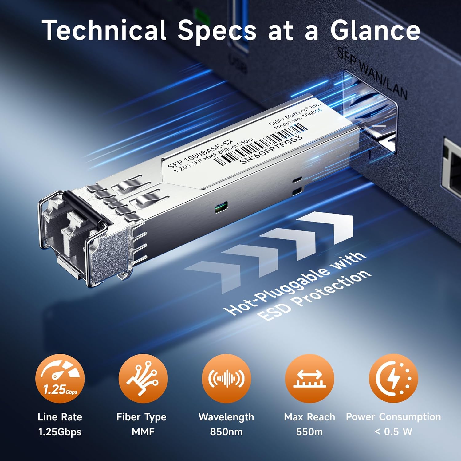 Cable Matters 2-Pack 1000BASE-SX SFP to LC Multimode 1G Fiber Transceiver Module, 1.25G, 800nm, MMP Fiber Up to 500m for Cisco, Ubiquiti, TP-Link, Huawei, MikroTik, Netgear, Supermicro, and More - Image 5