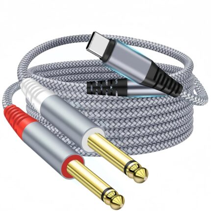 MEEKI USB C to 1/4 inch Audio Cable, 4FT Type C to Dual 6.35mm TRS Stereo Aux Cord Y Splitter for iPhone 16, Smartphone, Tablet, Laptop Link to Amplifier, Mixing Console, Speaker