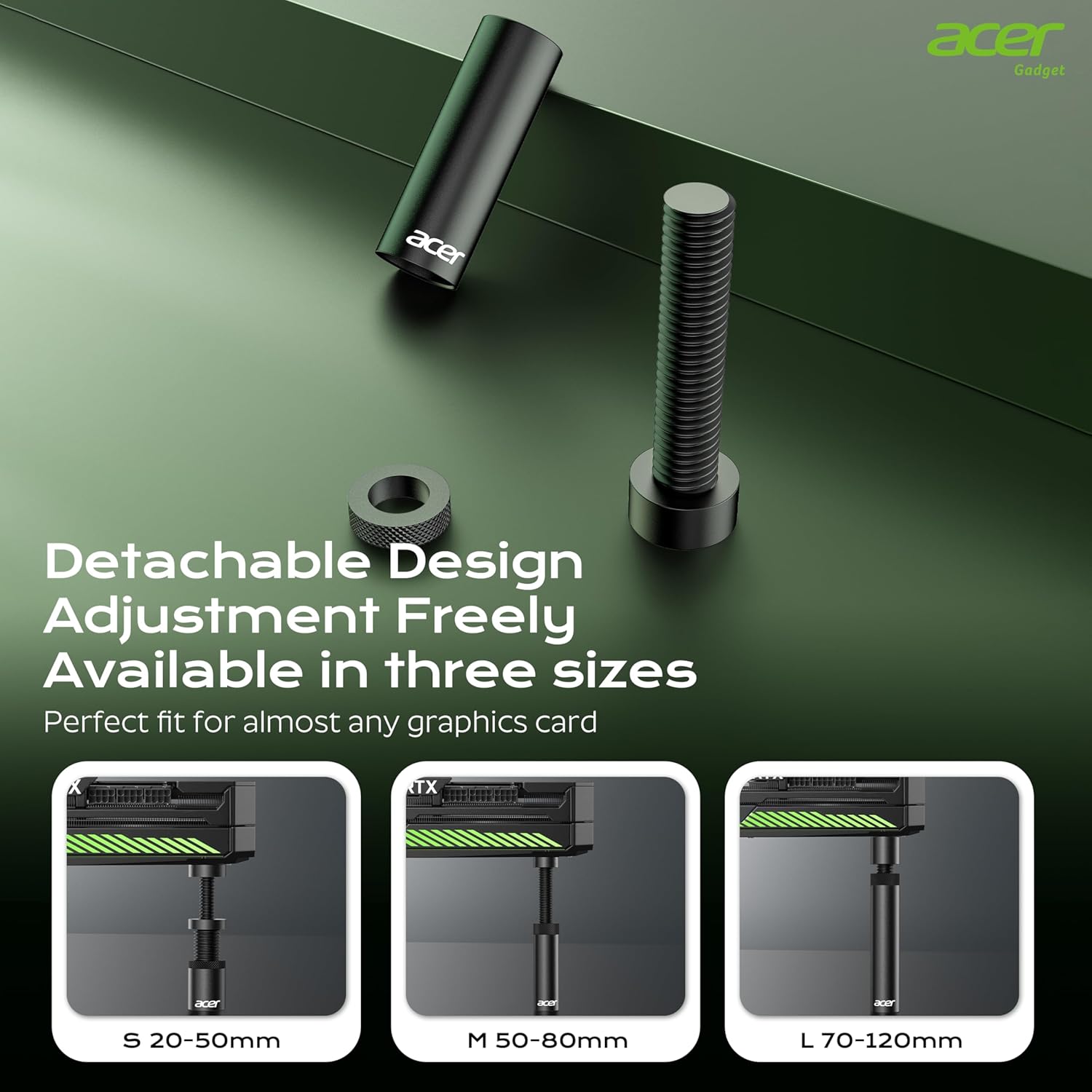 acer GPU Support Bracket, GPU Sag Bracket, Graphics Card GPU Stand with Magnet & Non-Slip Base, Video Card Holder (S, 25-50mm) - Image 5