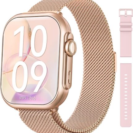 Smart Watch for Women Men Fitness: Smart Watch for iPhone&Android Bluetooth Call with SpO2 Sleep Heart Rate Monitor,IP68,Fitness Tracker with 120+Sport,Reloj Inteligente 30 Day+Battery Life, 2 Bands