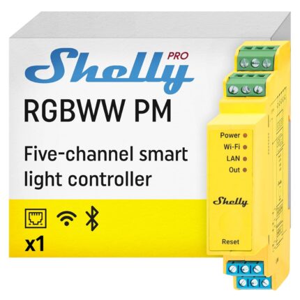 Shelly Pro RGBWW PM | Wi-Fi & LAN Smart Remote Control for RGBW Led Strips with Power Metering | Home Automation | No Hub | Compatible with Alexa & Google Home | iOS Android App | Dimming Control