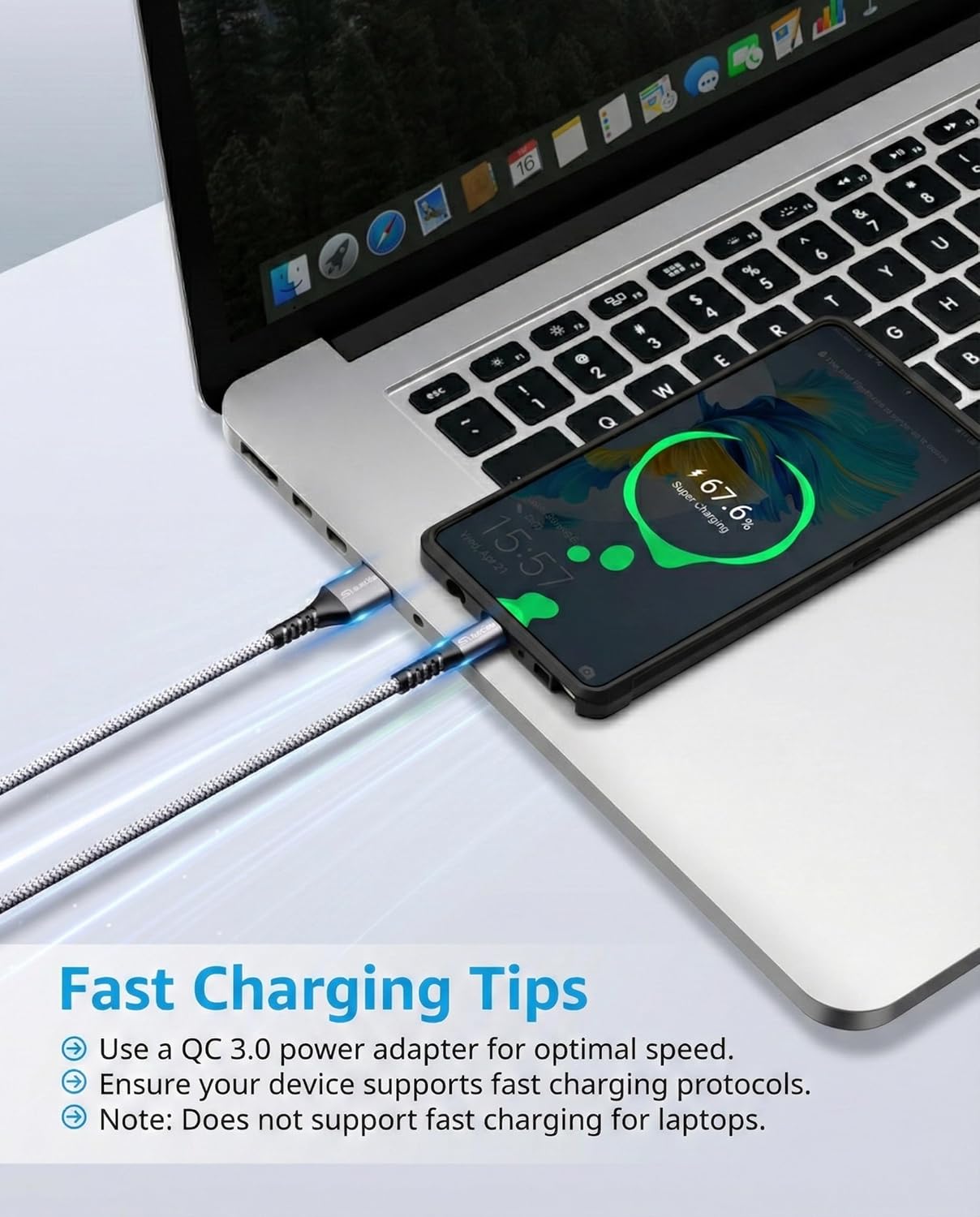 Micro USB Cable Android Charger 6ft 2PACK Compatible with PS4 Charger Cord - High Speed 2.0 USB A Male to Micro USB Nylon Braided Cable for Android Phone - Image 4