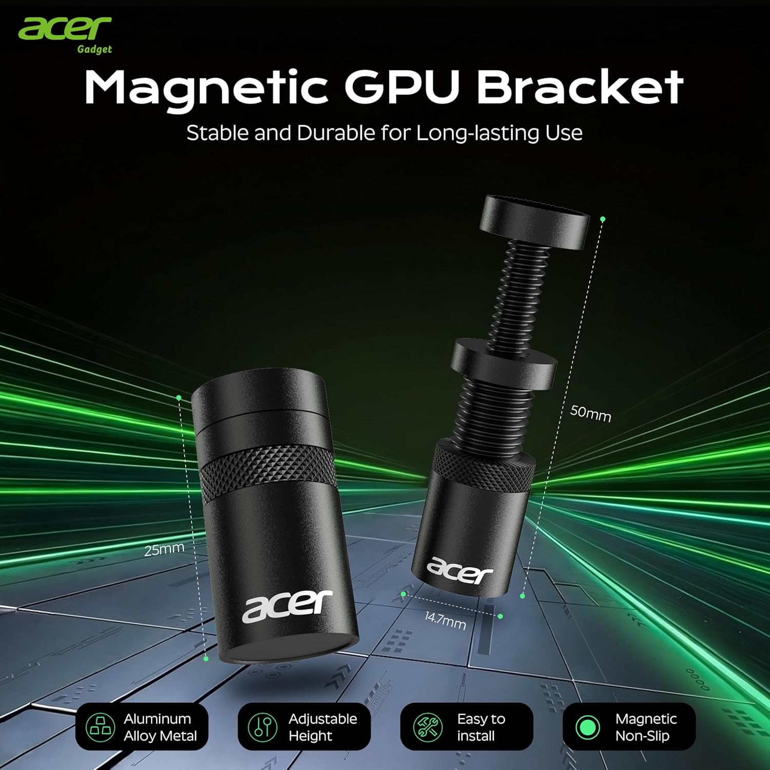 acer GPU Support Bracket, GPU Sag Bracket, Graphics Card GPU Stand with Magnet & Non-Slip Base, Video Card Holder (S, 25-50mm) - Image 3