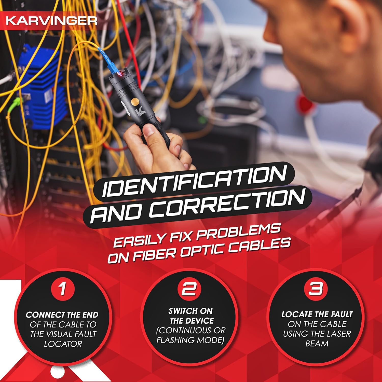 Powerful Rechargeable Visual Fault Locator 40km with Case - VFL Tester with FC Male to LC Female Adapter - 7h Battery Life Red Light Pen for Fiber Network Cable Test - Image 5