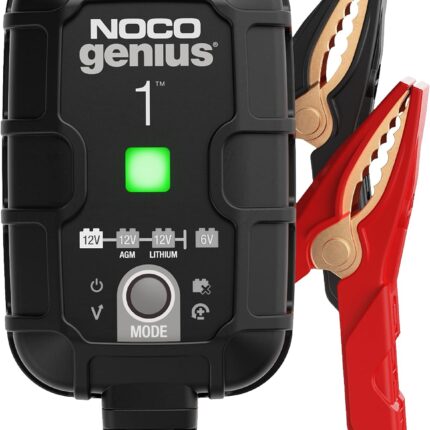 NOCO GENIUS1: 1A 6V/12V Smart Battery Charger – Automatic Maintainer, Trickle Charger & Desulfator with Overcharge Protection & Temperature Compensation – for Lead-Acid & Lithium Batteries