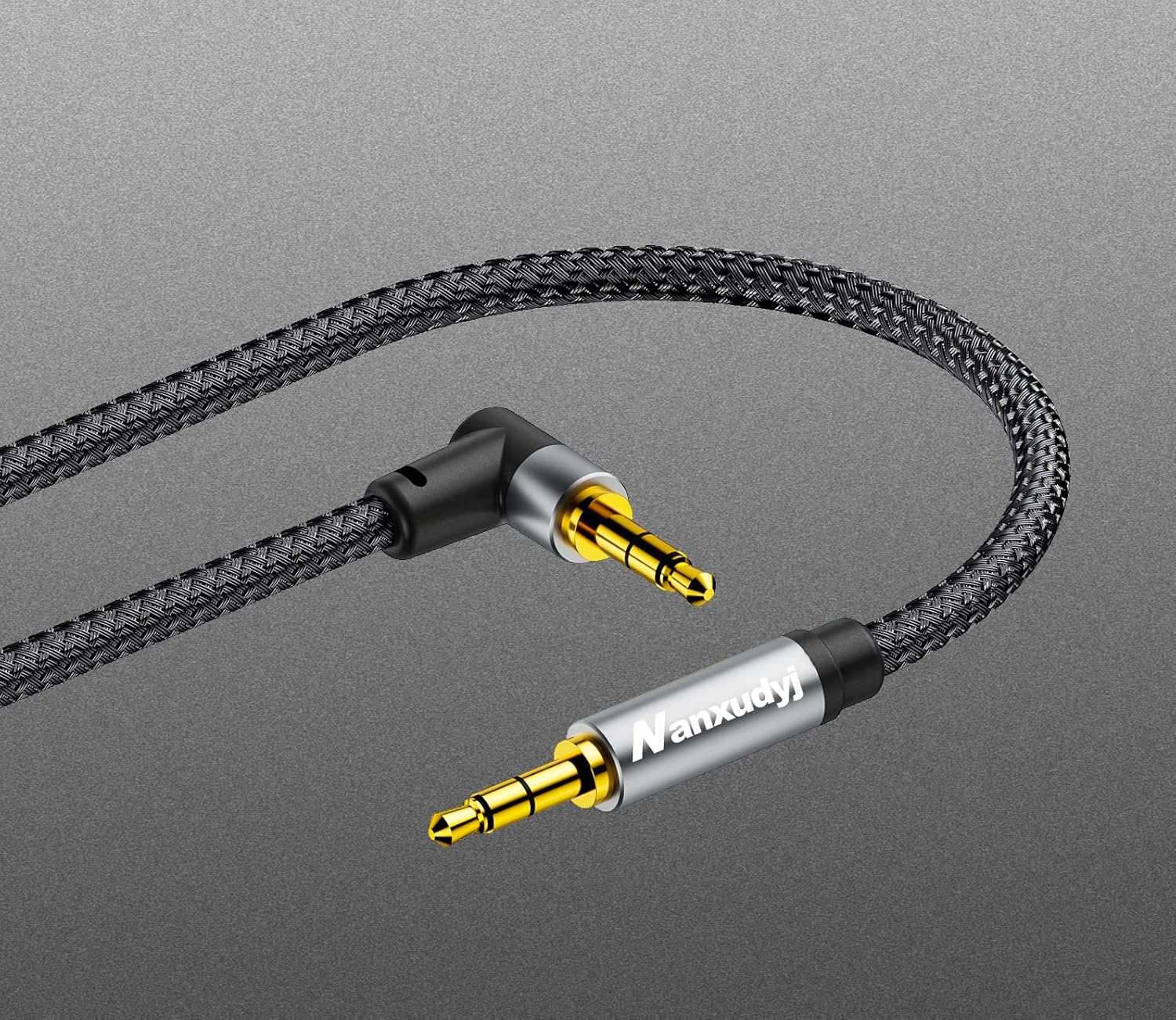 AUX Cord 6ft,3.5mm Stereo Audio Cable 90 Degree Nylon Braided 3.5mm Male to Male Stereo Aux Cables Right Angle TRS Cable Portable Compatible for Headphone, car,Tablets, Speakers - Image 8