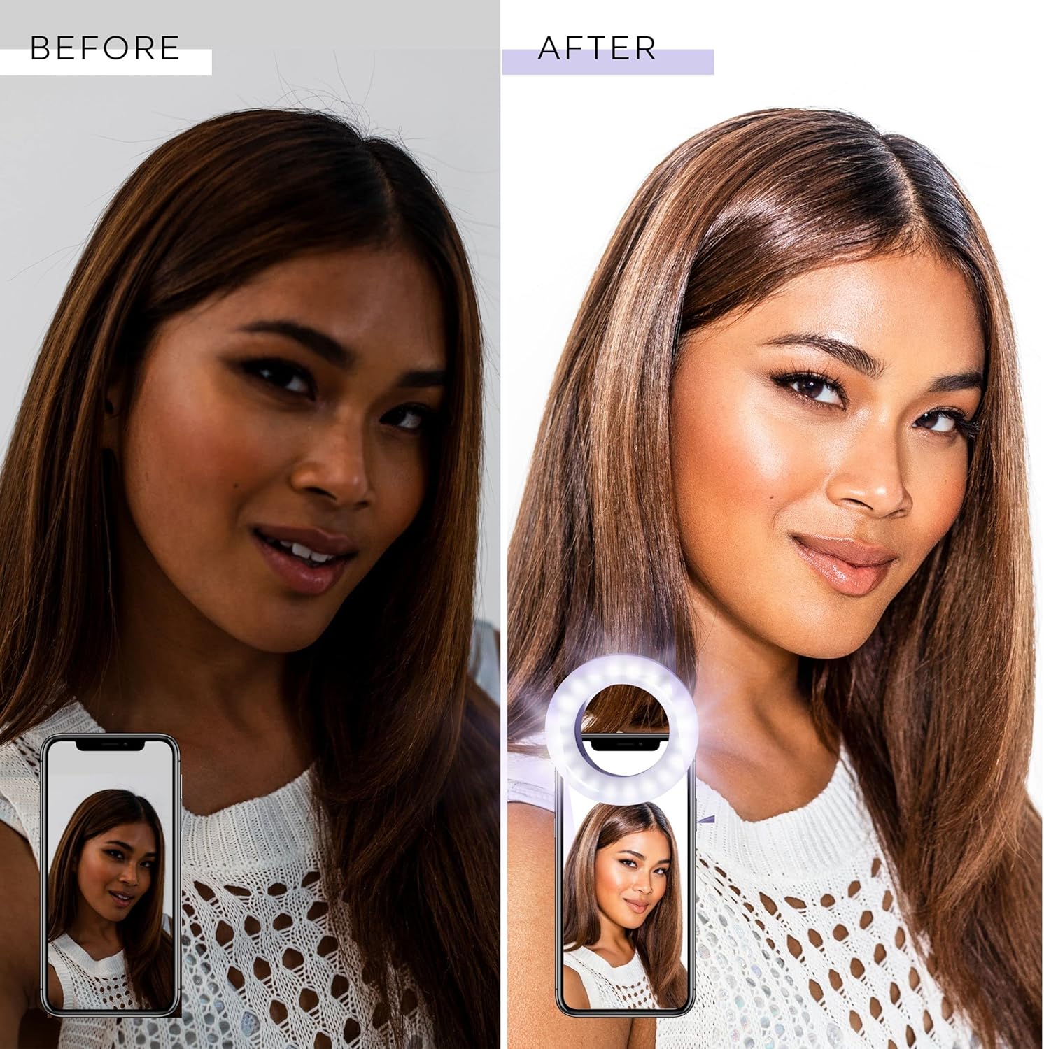 LITTIL Selfie One - Ring Light for Phone, iPhone, Android or Laptop | 3 Adjustable Light Modes | Rechargeable Batteries | Clip On Design | Perfect for Beauty, Influencers, Creators - Image 2
