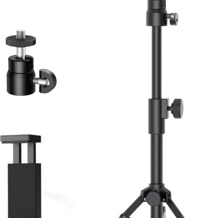 InnoGear Webcam Tripod, Extendable Webcam Stand for Desk Camera Stand Mount with Phone Holder for Webcam C922 C930e C920S C920 C615 C960 C920x BRIO 4K NexiGo N60, Right Light, GoPro with 1/4" Thread