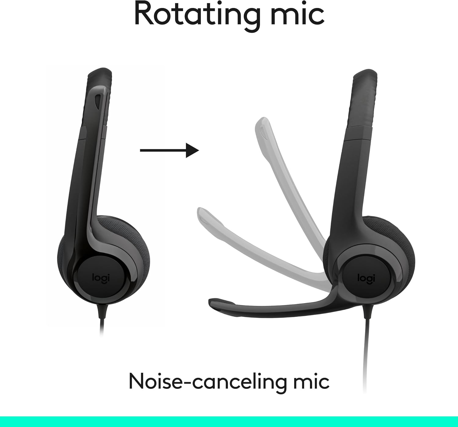 Logitech H391 Wired Headset for PC/Laptop, Stereo Headphones with Noise Canceling Microphone, USB-C, in-Line Controls, Works with Chromebook - Graphite - Image 3