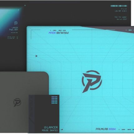 Glass Gaming Mousepad, Lancer Pad.001 Micro-Etched Surface for Precision Control & Speed, Non-Slip Silicone Base, Includes 3 Types of Mouse Skates & Microfiber Cloth, 13.4x11in - Tech Blue