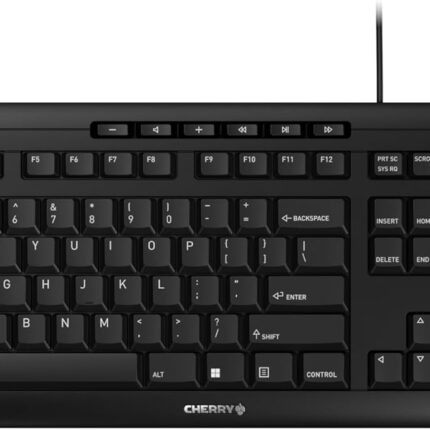 Cherry Stream Keyboard, Wired Keyboard for PC/Laptop, Whisper Quiet Silent Keys, Unique Typing Feel, Slim Design, SX Scissor Switches, USB-A, QWERTY, Black