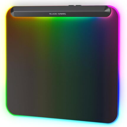 BladeHawks BX10 RGB Full Backlight Gaming Mouse Pad, 6 Lighting Modes & Colors, USB 2.0 & Type-C Ports, Detachable Type-C Cable, Micro-Textured Surface, Non-Slip Base (13.4 * 12.2'') – Ideal Desk Mat