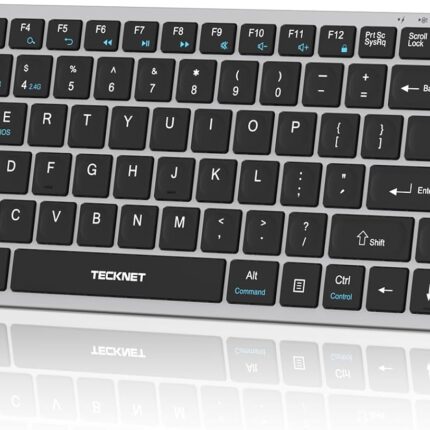 TECKNET Bluetooth Keyboard Rechargeable, 4-Device (2.4G+3BT) Wireless Keyboard, Ultra-Slim Quiet Typing, 14 Hotkeys Computer Keyboard for PC/Laptop/Smart TV/Tablet/iPad