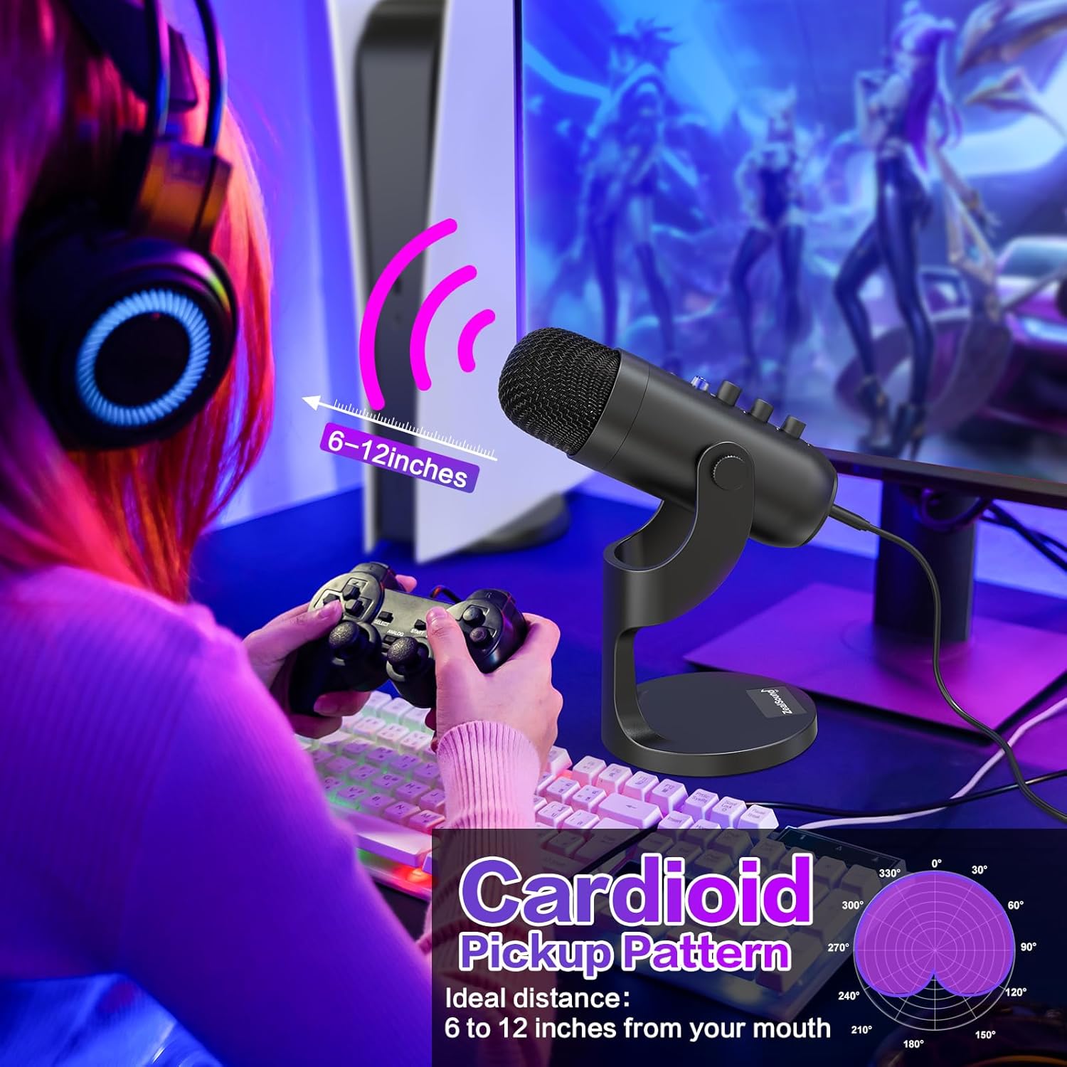 ZealSound Podcast Microphone for PC, Noise Cancellation USB Mic with Gain, Volume Adjustment & Mute Button, Monitoring & Echo, for YouTube, TikTok, Podcasting, Streaming, iPhone, iPad, Android, Mac - Image 7