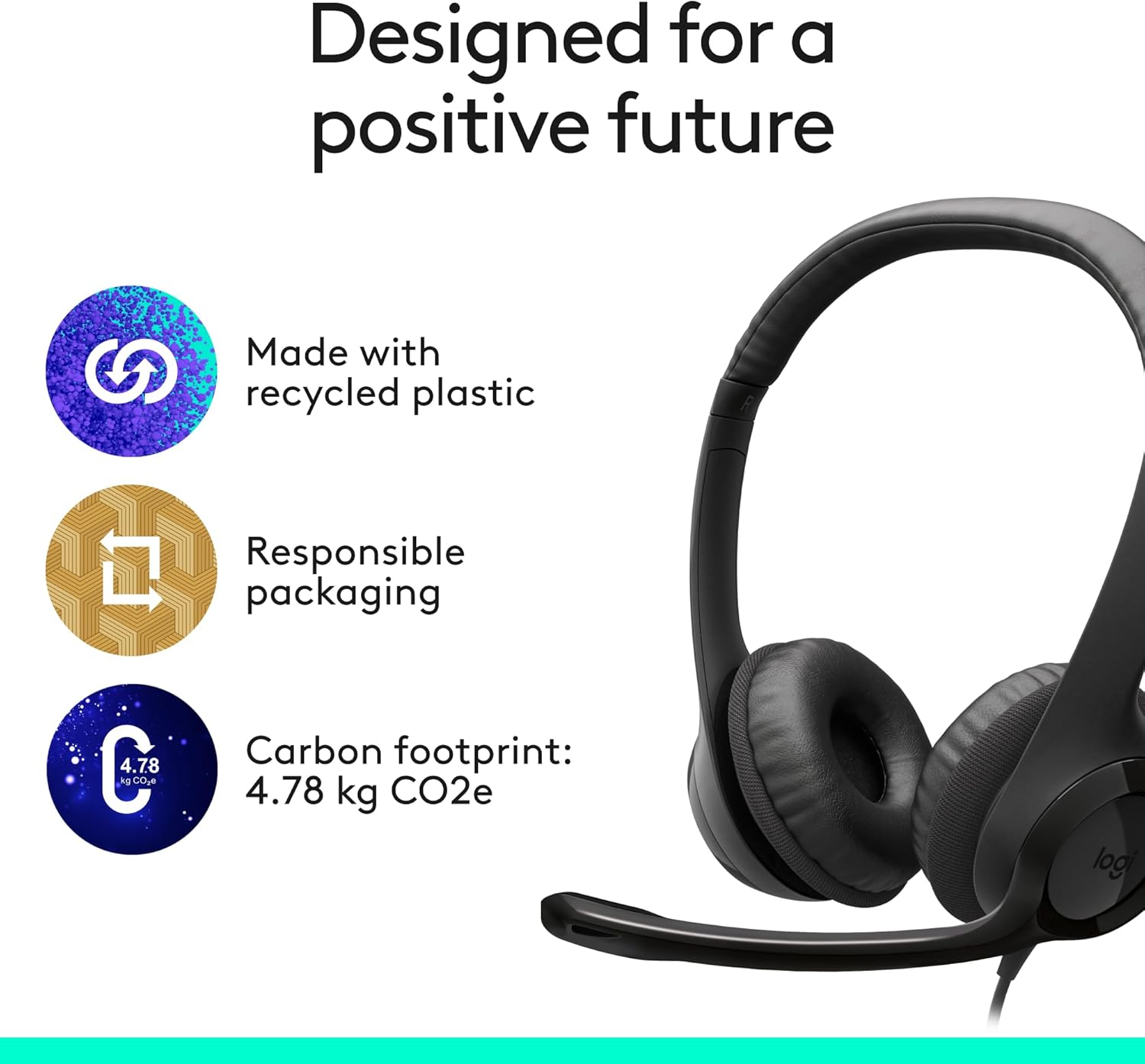Logitech H391 Wired Headset for PC/Laptop, Stereo Headphones with Noise Canceling Microphone, USB-C, in-Line Controls, Works with Chromebook - Graphite - Image 7