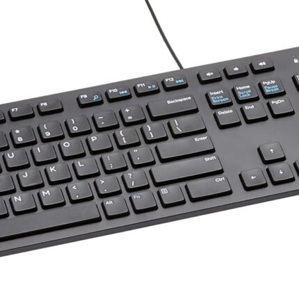 Amazon Basics Wired QWERTY Keyboard, Works with Windows, Plug and Play, Easy to Use with Media Control, Full-Sized, Black