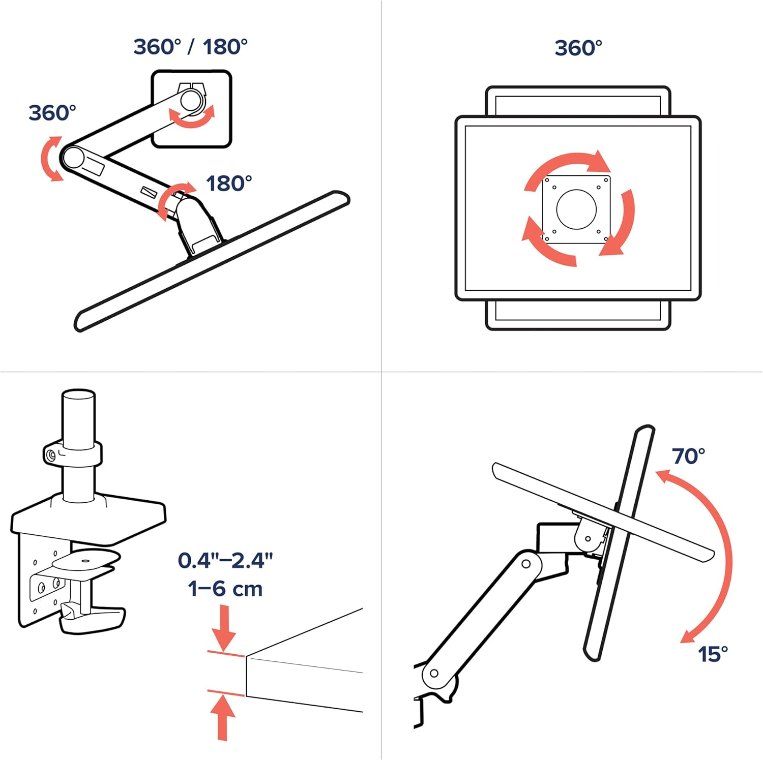 Ergotron – Upgraded LX Pro Premium Monitor Arm, Single Monitor Desk Mount – fits Flat Curved Ultrawide Computer Monitors up to 34 Inches, 4 to 22 lbs, VESA 75x75mm or 100x100mm – White - Image 6
