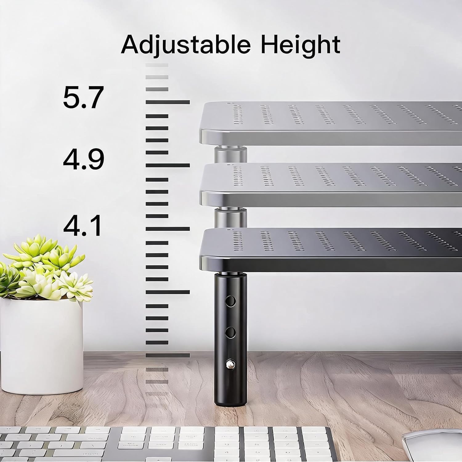 HUANUO Monitor Stand for Desk, Computer Monitor Stand Height Adjustable, Monitor Riser for 2 Monitors, Laptop Stand for Desk, 2 Pack, Black - Image 4