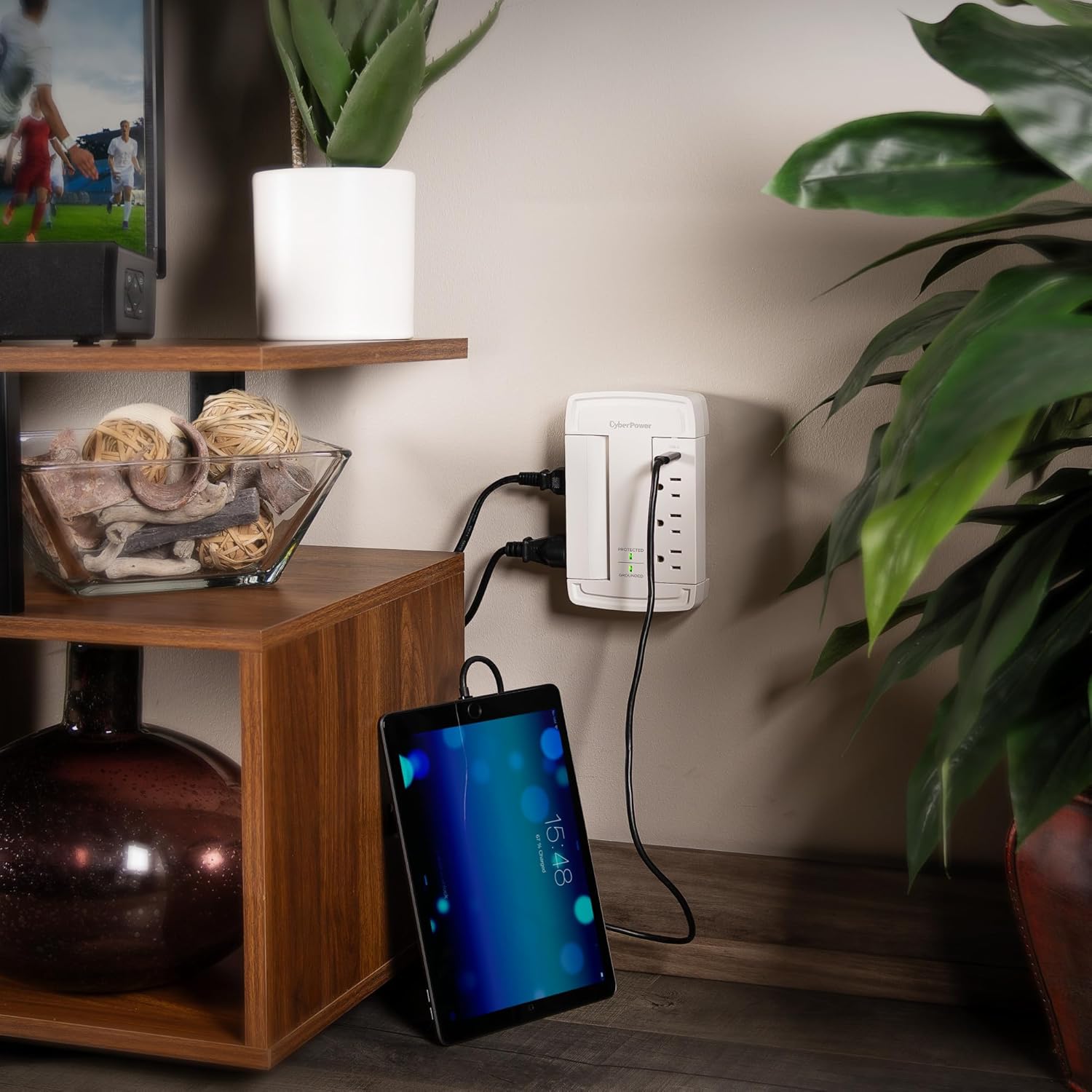 CyberPower CSP6WSUC Surge Protector, 6 Swivel Outlets, 2 USB Charging Ports, 2400J, Wall‑Tap - Image 6