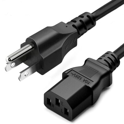 Standard 5ft (1.5m) 10 Amps 125 Volts Black 3 Prong AC Power Cord Cable for Electronics, TV, Computer, Printer, Radio, Monitor, Samsung, Dell, Vizio, LG, Asus, Laptop and More