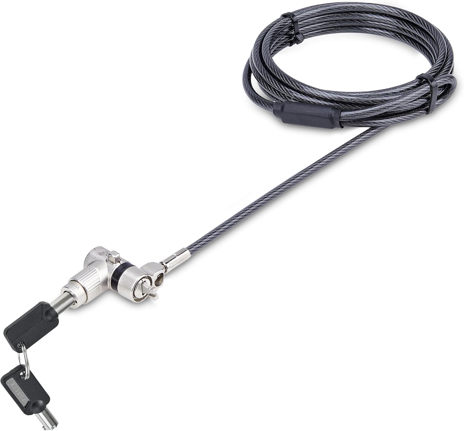 StarTech Universal Laptop Lock, 6.6ft, TAA, Keyed Locking Cable (2m) | Security Cable For Notebooks Compatible With Noble Wedge/Nano/K-Slot, Cut-Resistant Carbon Steel Cable