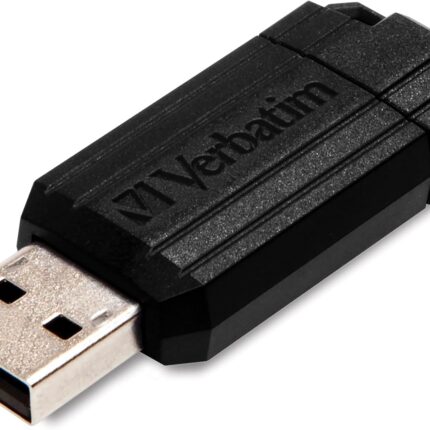 Verbatim 128GB Pinstripe USB 2.0 Flash Drive Retractable Thumb Drive Black